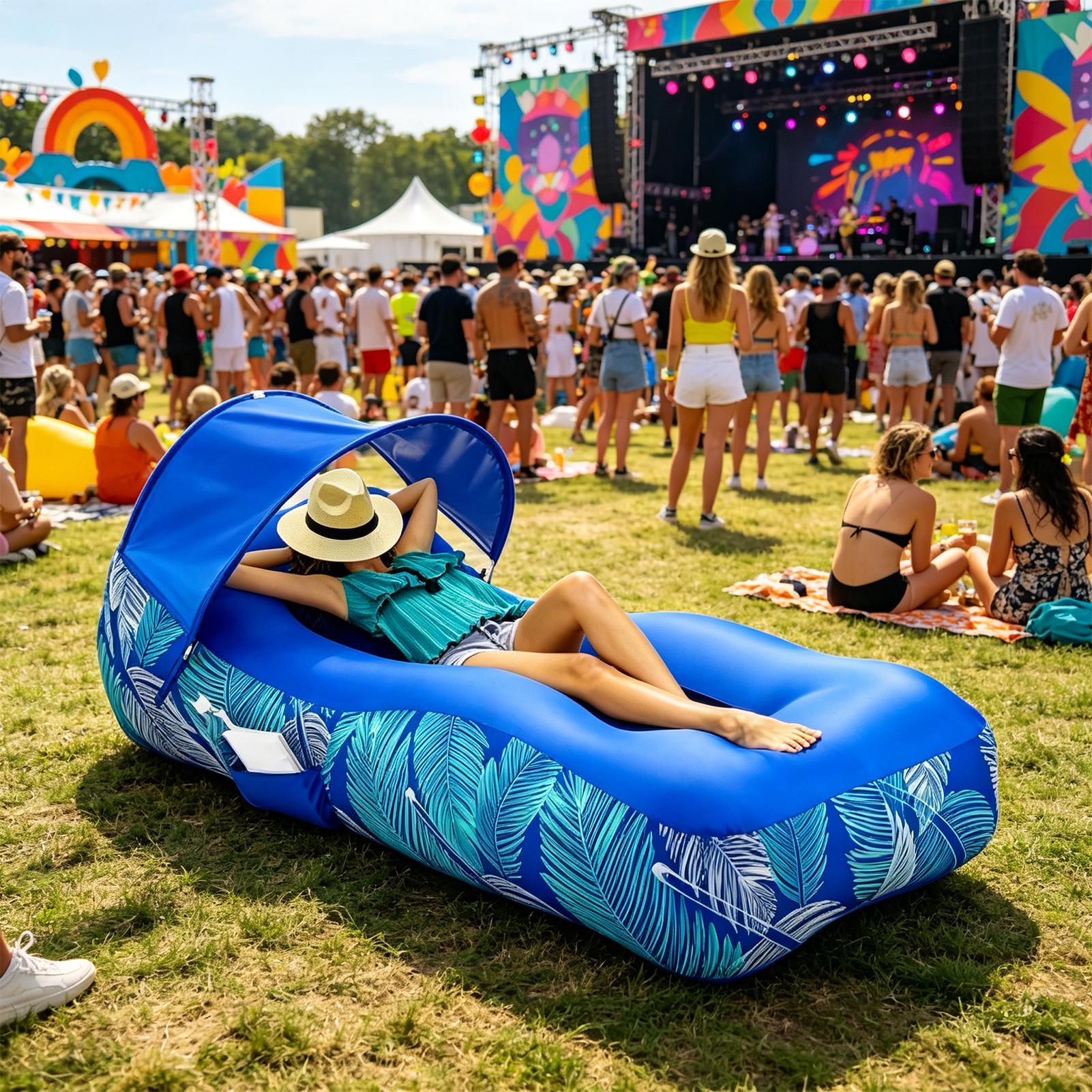 Outdoor Camping Canopy - Inflatable Lounger with Sunshade Portable Beach