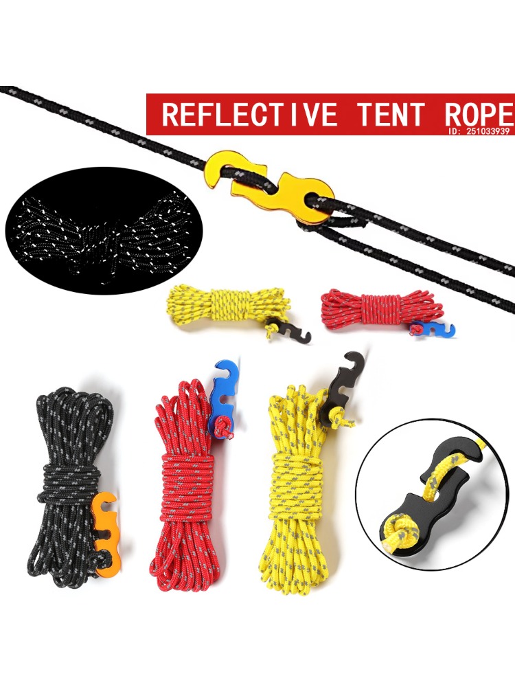 Outdoor Camping Canopy - 4pcs Durable Camping Tent Ropes Reflective