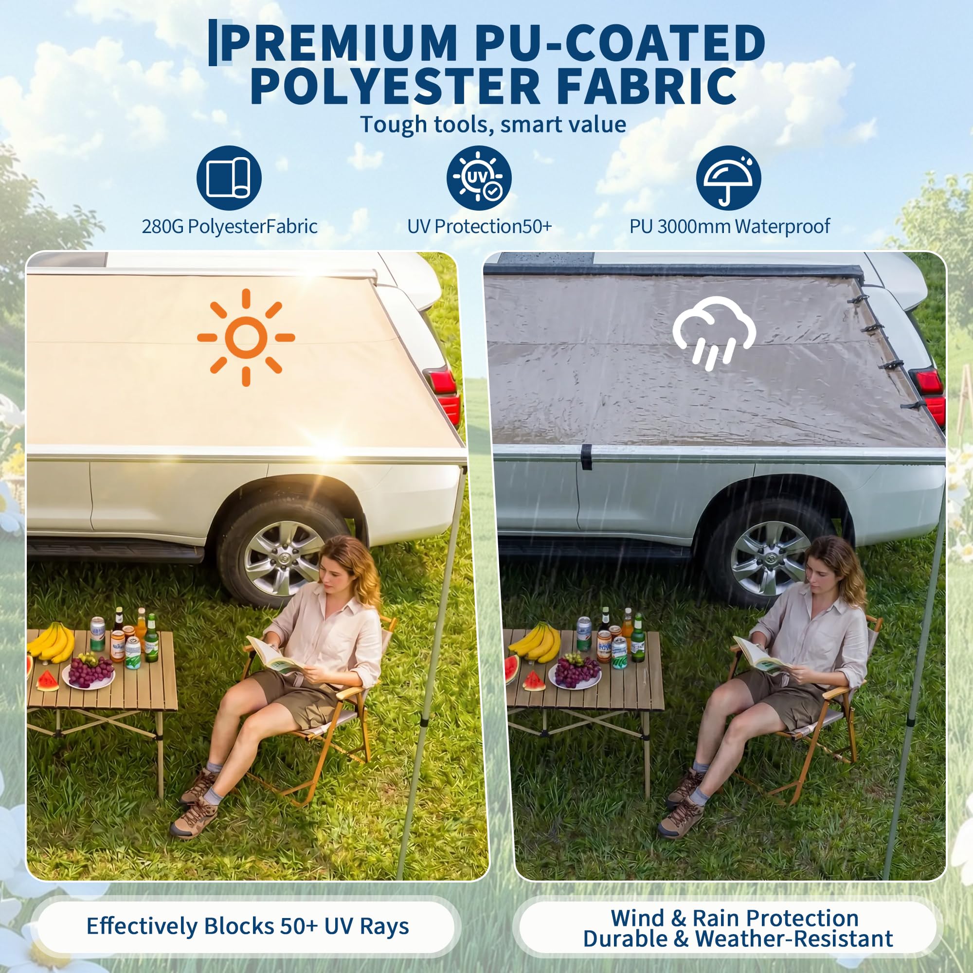 SUV Truck Van Roof Rack Awning - Outdoor Camping Canopy review and price