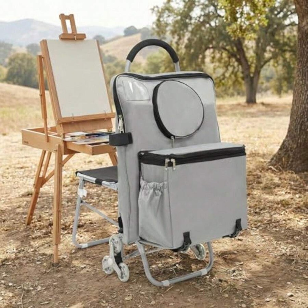 3 Wheel Folding Art Cart with  - Outdoor Camping Bag review and price